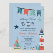 Ahoy ist eine Baby-Kinderdusche Einladung (Vorne/Hinten)