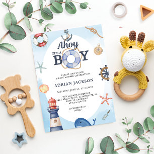 Ahoy ist eine Baby-Kinderdusche Einladung
