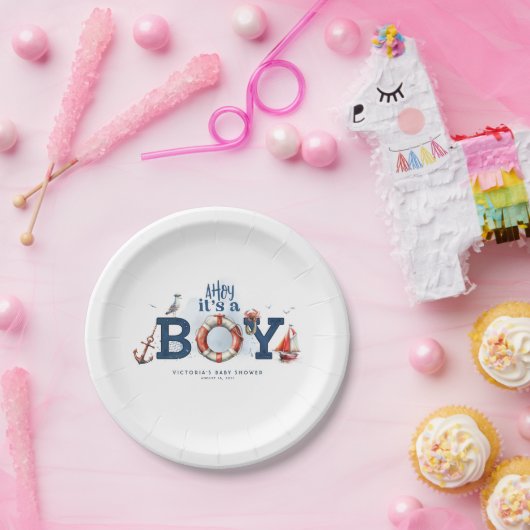 Ahoy ist eine Baby-Kinderdusche Pappteller (Party)