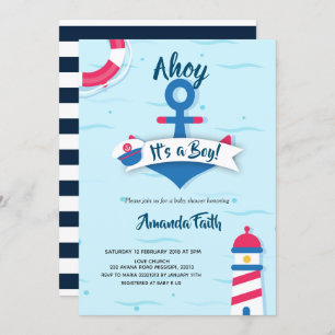 Ahoy ist eine Baby-nautical-Baby-Dusche Einladung