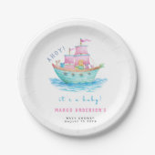 Ahoy ist eine Baby Ship Animals Sailboat Baby Dusc Pappteller (Vorderseite)