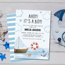 Ahoy ist eine junge blaue Sailboat Babydusche