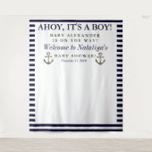 Ahoy It is a Boy Baby Shower Foto Booth Wandteppich (Vorderseite)