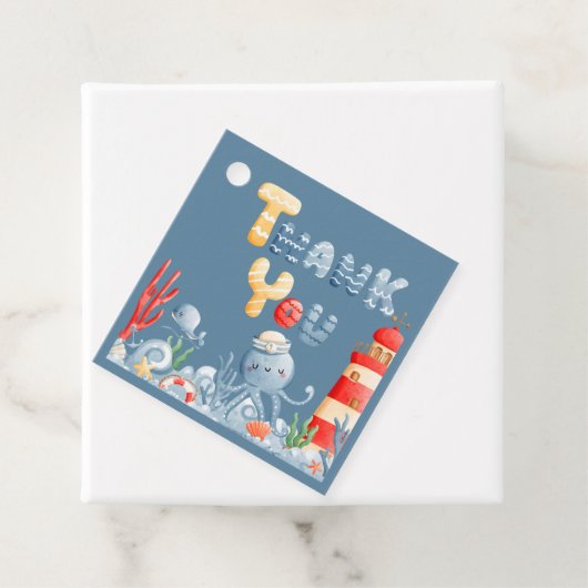 Ahoy It is a Boy Blue Nautical Baby Shower Geschenkanhänger (Beispiel)