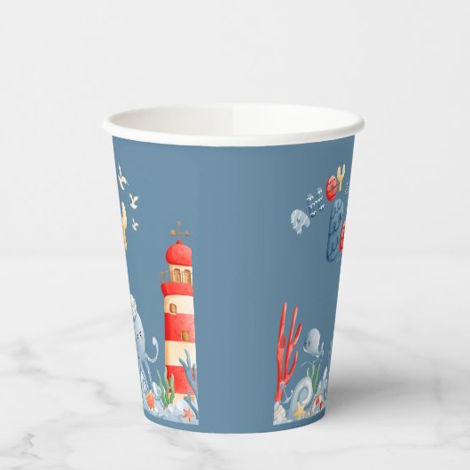Ahoy It is a Boy Blue Nautical Baby Shower Pappbecher (Links)