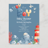 Ahoy It is a Boy Blue Nautical Baby Shower Postkarte (Vorderseite)