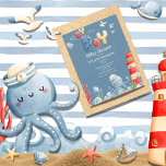 Ahoy It is a Boy Blue Nautical Baby Shower Postkarte<br><div class="desc">Ein schöner,  tiefblauer Ozeanfarbenhintergrund mit nautischen Elementen aus Oktopus,  Ankern,  Walen,  Wellen,  Seestern und anderen Süßwassergegenständen,  die dieses süße Design für die perfekte Babydusche zum Leben erwecken. 100% "Kundenzufriedenheit mit "Zazzle" jeden Tag.</div>