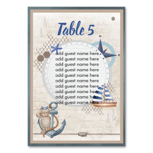 Ahoy It is a Boy Nautical Adventure Awarits Tischnummer (Vorderseite)