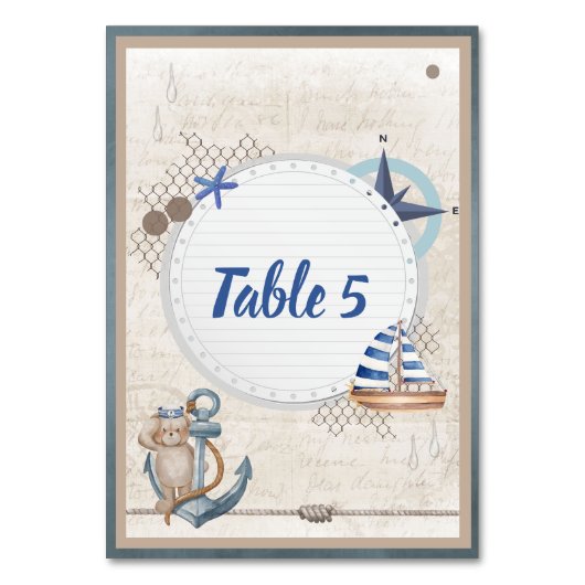 Ahoy It is a Boy Nautical Adventure Awarits Tischnummer (Vorderseite)