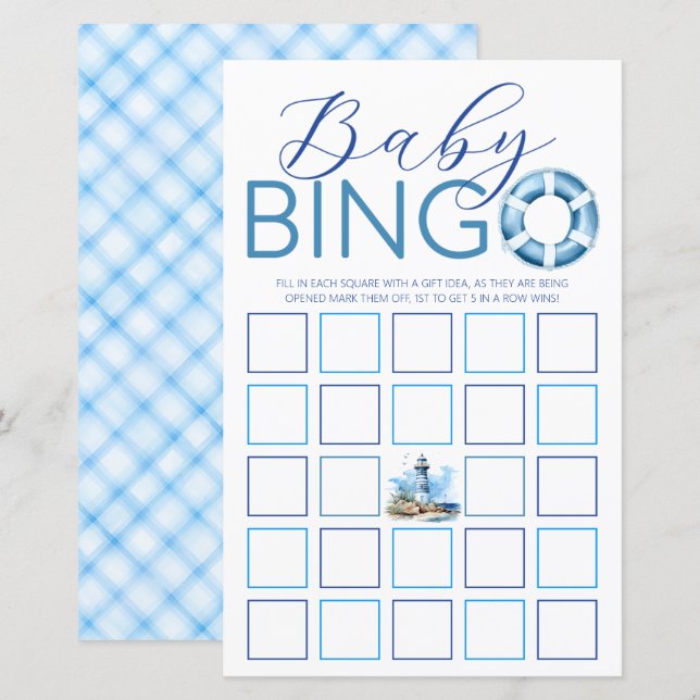 Ahoy It is a Boy Nautical Baby Shower Bingo Game (Vorne/Hinten)