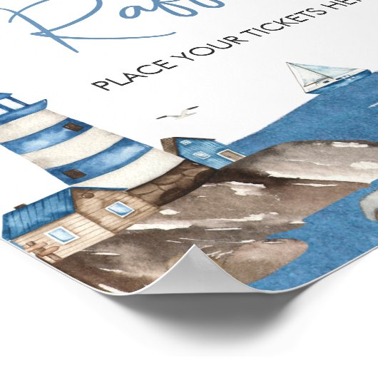 Ahoy It is a Boy Nautical Baby Shower Diaper Raffl Poster (Ecke)