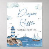 Ahoy It is a Boy Nautical Baby Shower Diaper Raffl Poster (Vorne)