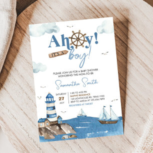 Ahoy It is a Boy Nautical Baby Shower Einladung