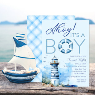 Ahoy It is a Boy Nautical Baby Shower Einladung