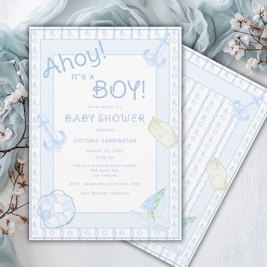 Ahoy It is a Boy Nautical\ Baby Shower Einladung