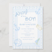 Ahoy It is a Boy Nautical\ Baby Shower Einladung (Vorderseite)
