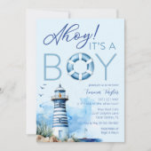 Ahoy It is a Boy Nautical Baby Shower Einladung (Vorderseite)