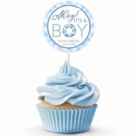 Ahoy It is a Boy Nautical Baby Shower Fevor Sticke Runder Aufkleber