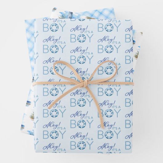 Ahoy It is a Boy Nautical Baby Shower Geschenkpapier Set (Beispiel)