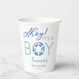 Ahoy It is a Boy Nautical Baby Shower Paper Cups Pappbecher