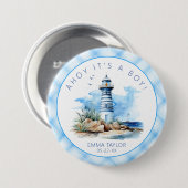 Ahoy It is a Boy Nautical Lighthouse Baby Shower Button (Vorne & Hinten)