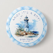 Ahoy It is a Boy Nautical Lighthouse Baby Shower Button (Vorderseite)