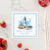 Ahoy It is a Boy Nautical Lighthouse Baby Shower Serviette (Beispiel)
