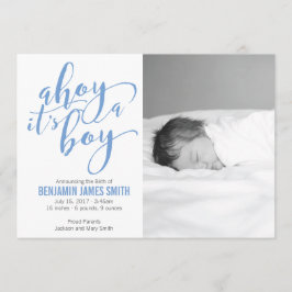 Ahoy It is a Boy Nautical Theme Birth Announcement Ankündigung