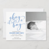 Ahoy It is a Boy Nautical Theme Birth Announcement Ankündigung (Vorderseite)