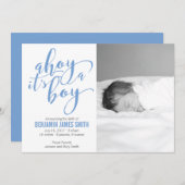 Ahoy It is a Boy Nautical Theme Birth Announcement Ankündigung (Vorne/Hinten)