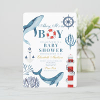 Ahoy It is a boy Sailor Whale Sea Baby Shower
