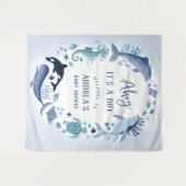 Ahoy It is a Boy Under the Sea Blue Baby Shower Wandteppich (Vorderseite (Horizontal))