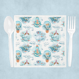 Ahoy It is a Boy Whale Baby Shower Guest Serviette