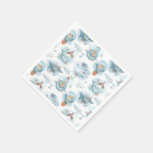 Ahoy It is a Boy Whale Baby Shower Guest Serviette (Ecke)