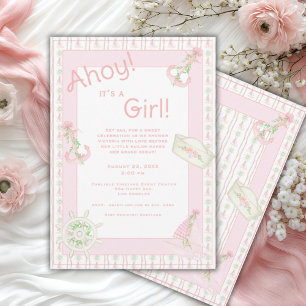 Ahoy It is a Girl Nautical\ Baby Shower Einladung