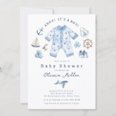 Ahoy It’s a Boy Baby Shower Invitation Einladung (Vorderseite)