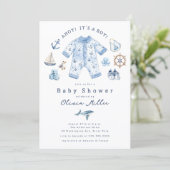 Ahoy It’s a Boy Baby Shower Invitation Einladung (Stehend Vorderseite)