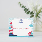 Ahoy It's a Boy Baby Shower Diaper Raffle Ticket Einladung (Stehend Vorderseite)