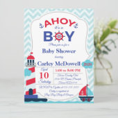 Ahoy It's a Boy Baby Shower Invite Einladung (Stehend Vorderseite)