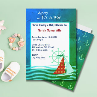 Ahoy It's a Boy Baby Shower Retro Einladungskarte Einladung