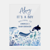 Ahoy It's a Boy Baby Shower Willkommen Acrylschild (Vorderseite)