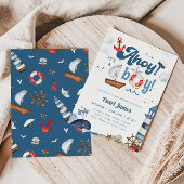 Ahoy It's a Boy Blue and Red Nautical Baby Shower Einladung