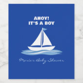 Ahoy It's a Boy! Blue Nautical Boat Baby Shower  Weinetikett (Einzelnes Label)