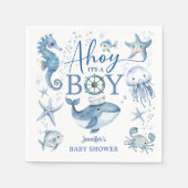 Ahoy It's a Boy Blue Nautical Sailor Baby Shower Serviette (Vorderseite)