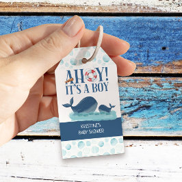 Ahoy It's A Boy Happy Whales Personalisiert Geschenkanhänger