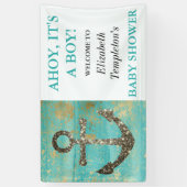 Ahoy It's a Boy Nautical Anchor Ocean Baby Banner (Vertikal)