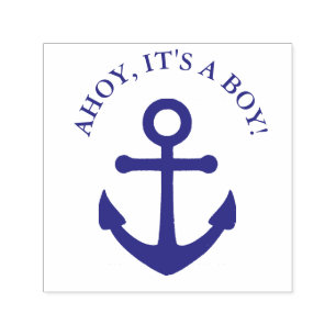 Ahoy It's a Boy Nautical Baby Shower Briefmarke Permastempel