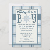 Ahoy It's A Boy Nautical Baby Shower Einladung (Vorderseite)