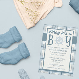 Ahoy It's A Boy Nautical Baby Shower Einladung