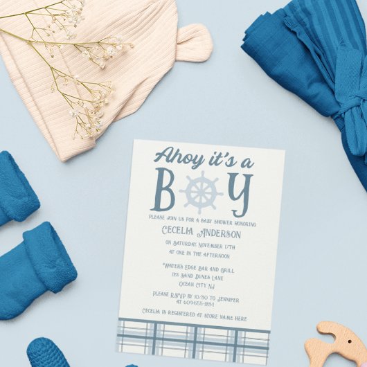 Ahoy It's A Boy Nautical Baby Shower Einladung